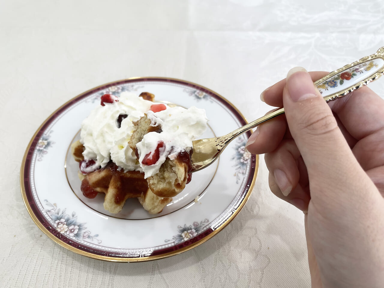 大正区の彌生千島カフェのワッフル